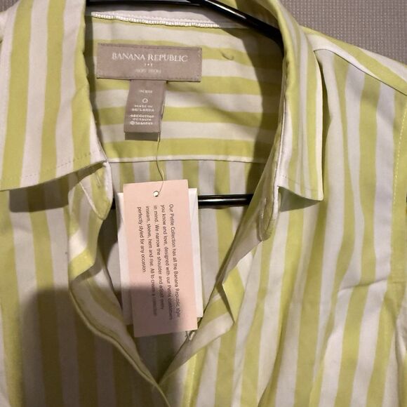 Banana Republic Non Iron Shirt 0 Petite Women Striped Sleeveless Preppy Office - Picture 5 of 7